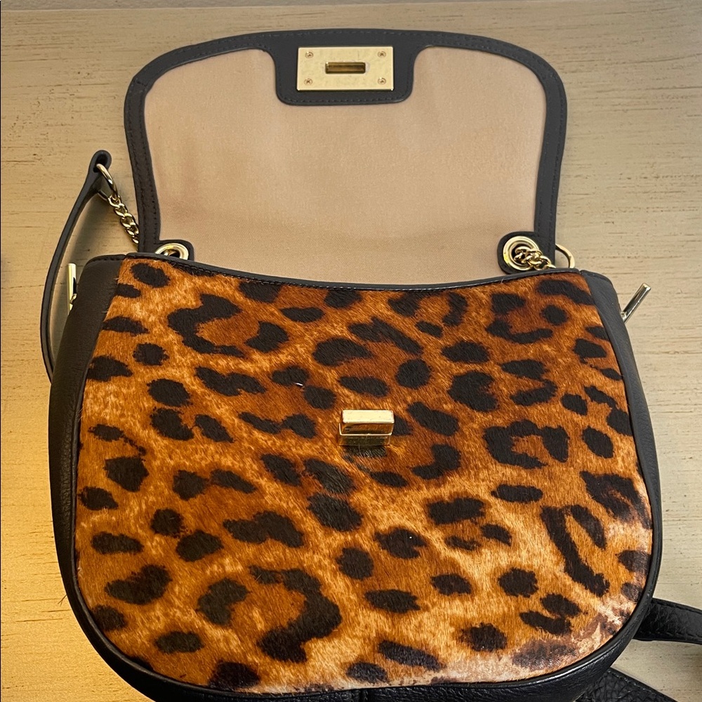 Talbots Black and Leopard Print Crossbody Bag - Picture 5 of 10